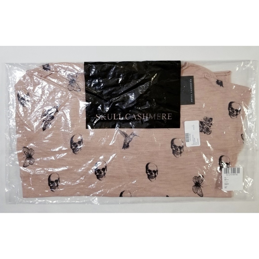 Skull Cashmere Dru Cotton Knit Skull Print Sweater Rose Pink NWT Sizes XS S - Picture 16 of 16